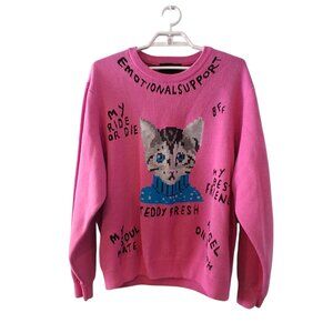 Teddy Fresh sweater 2XL 2X pink kitty cat My Best Friend mens unisex ?